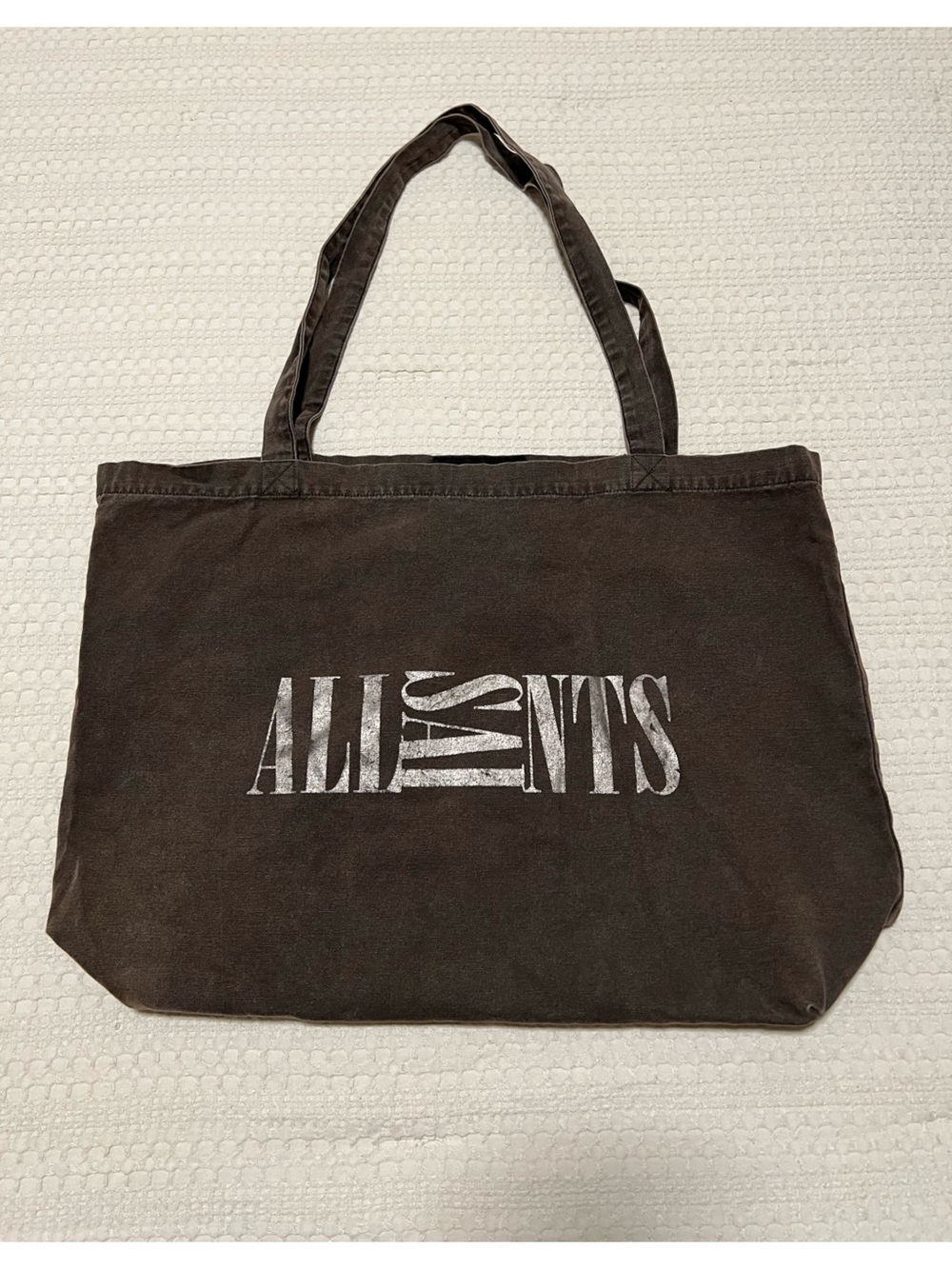 All Saints Brown Canvas Tote Bag